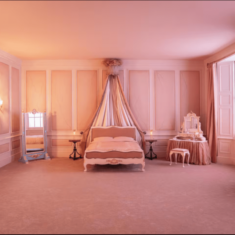 Cathy's Bedroom installation by AirBnB at Holdsworth House